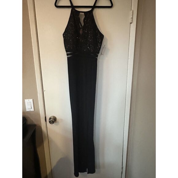 NWT Morgan & Co Black Lace Sheer Maxi Gown | Formal Evening Dress | Size 9 - Picture 2 of 6